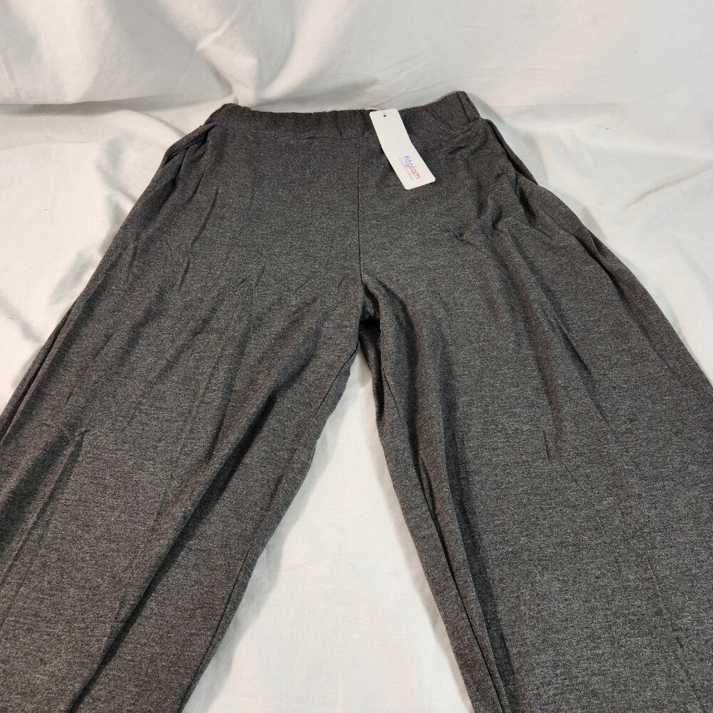 Fit Glam Fitness Pants Full Side Slits Sz S Scrunch Cuffs Exercise Women’s Grey - Picture 14 of 14
